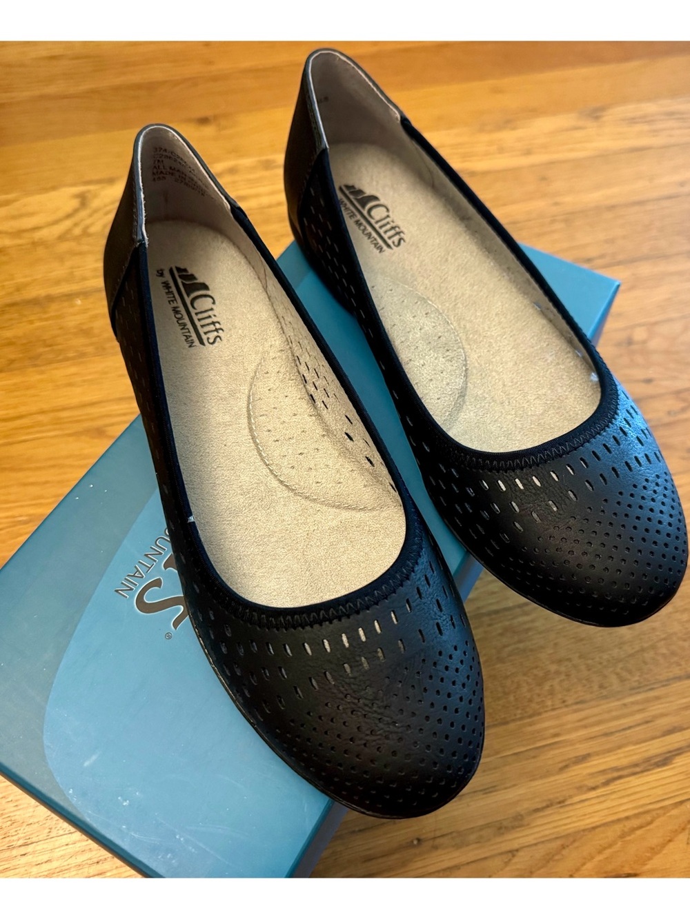 Never Worn White Mountain Black Perforated Slip-On Ballet Flats